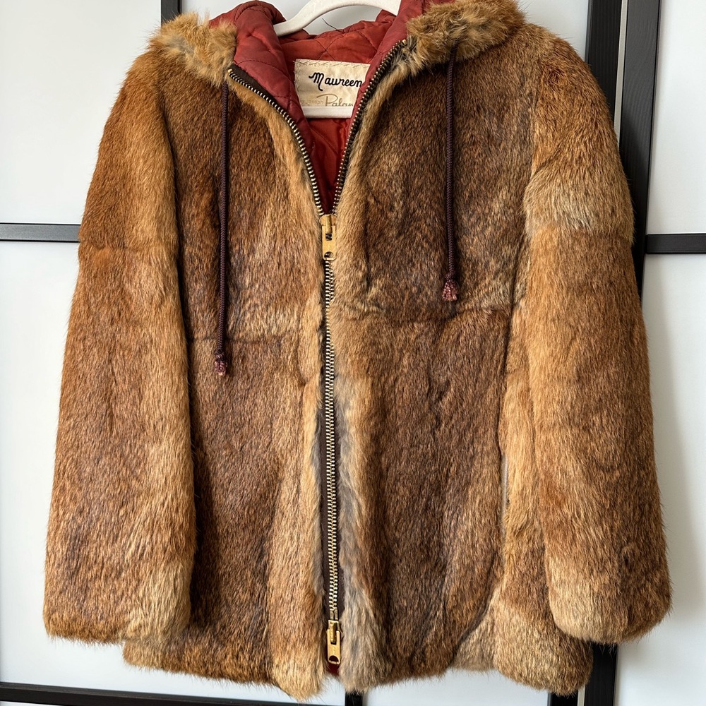 Joseph Palanker Vintage 100% Real Rabbit Fur Hooded Jacket